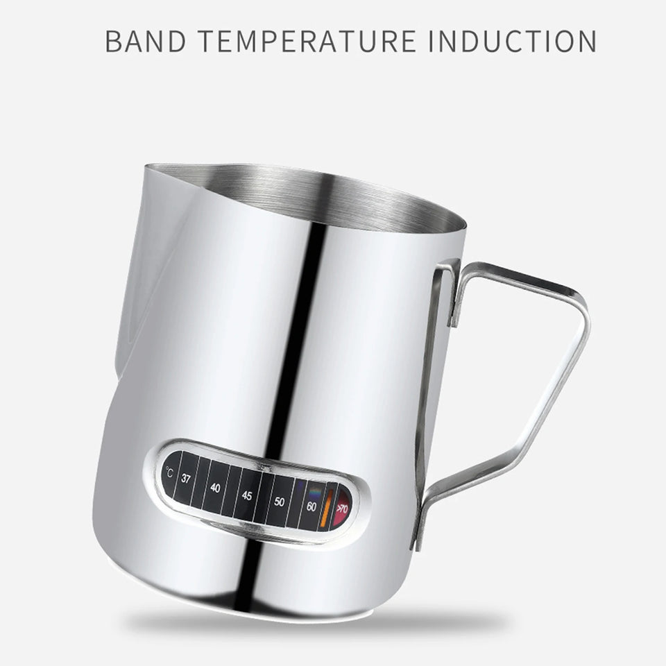 350/600ml Stainless Steel Coffee Latte Cup With Temperature Display Milk Foam Pitcher Espresso Pot Milk Sparkling Cream Cup