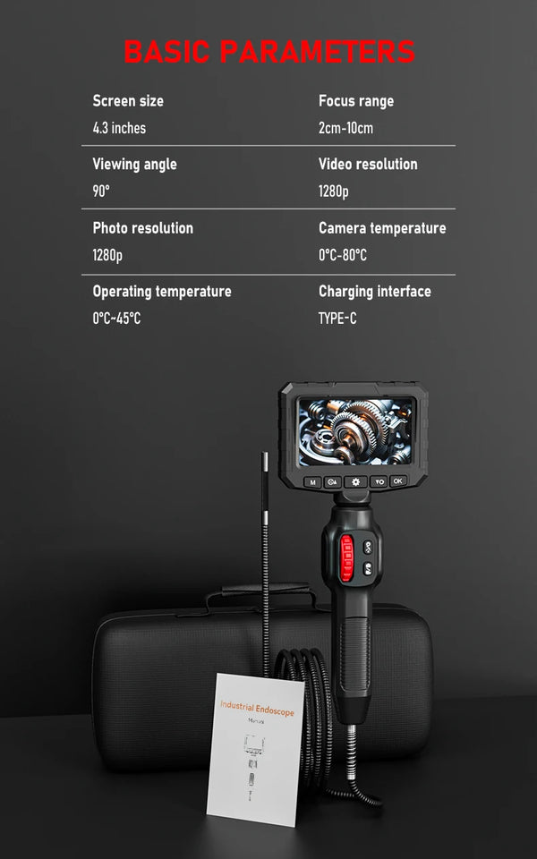 Two-Way Articulating Borescope Camera with Light: 3.9mm/6mm Industrial Endoscope Inspection Camera with Automotive Inspection