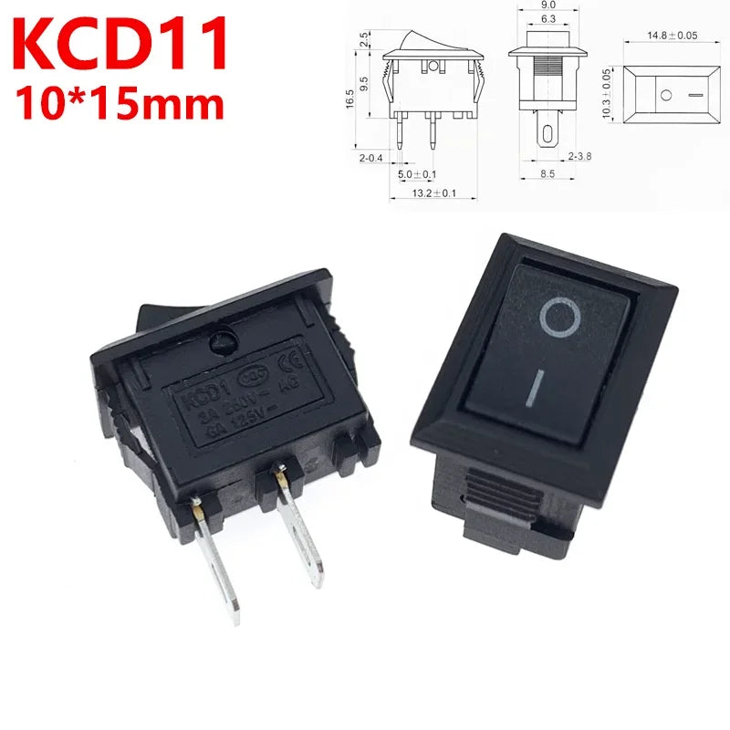 Mini Rocker ON Off 2/3Pin Toggle Square Round Electrical Switch with Pre-Wired 20cm 6A/250V10A/125V