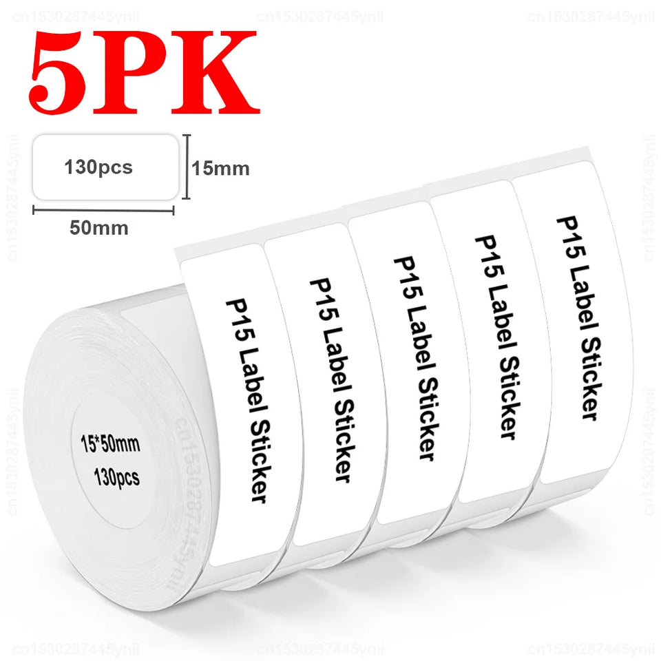 Labelwell 5/10PK P15 Thermal Label Sticker 12x40mm 15x30mm Label Tape Compatible for Marklife P15 P12 P11 L12 D30 Label Printer