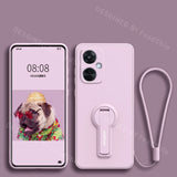 Luxury Phone Case For Oneplus Nord CE 3 Lite NordCE3 NordN30 Liquid Silicone Case Shockproof Soft Cover With Holder Sreen Film