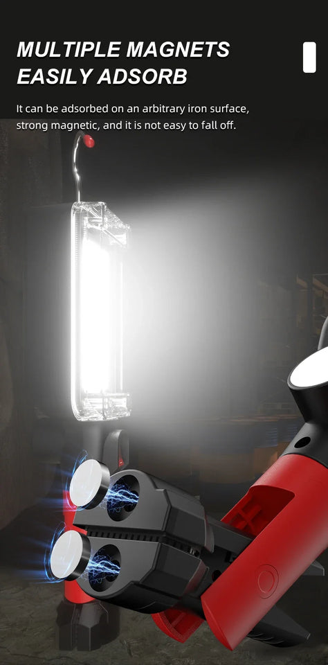 COB Floodlight Rechargeable Lamp Led Work Light Use 2*18650 Battery Led Portable Magnetic Light Hook Clip Waterproof