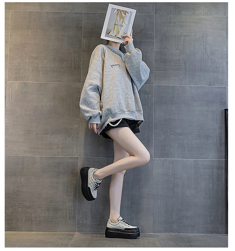 Fujin 8cm New Sewing Genuine Leather Platform Wedge Ankle Boots Chunky Sneakers Women Comfy Spring Autumn Supportive Pumps Shoes