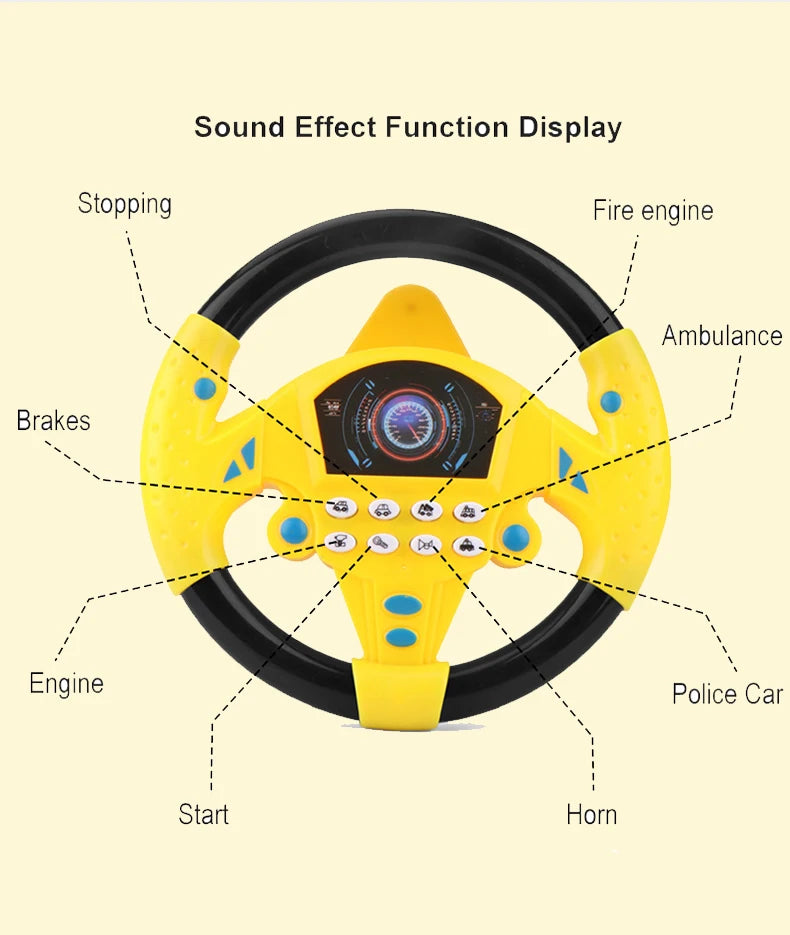 Children Eletric Simulation Steering Wheel Toys Gifts Light Sound Musical Stroller Simulate Driving Car Vocal Toy for Kids