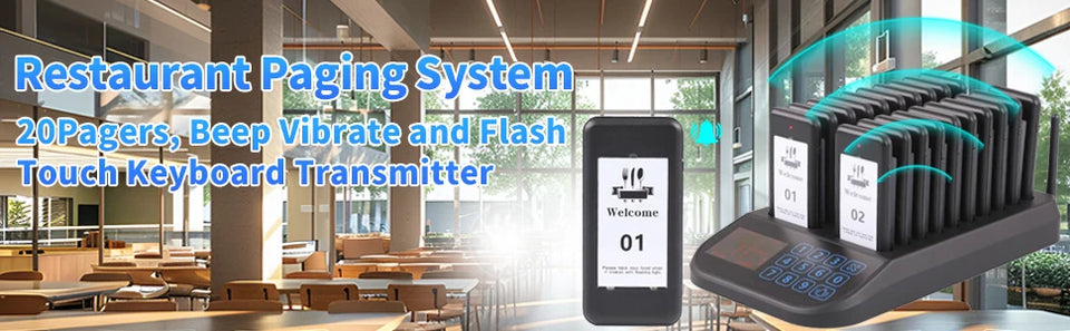 Wireless Restaurant Pager System Touch Panel Wireless Calling System Food Pager Guest Paging System for Coffee Shop Bar