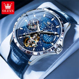 OLEVS 6689 Original Brand Men's Watches Starry Sky Disk Waterproof Luminous Automatic Mechanical Wristwatch Moon Phase Man Watch