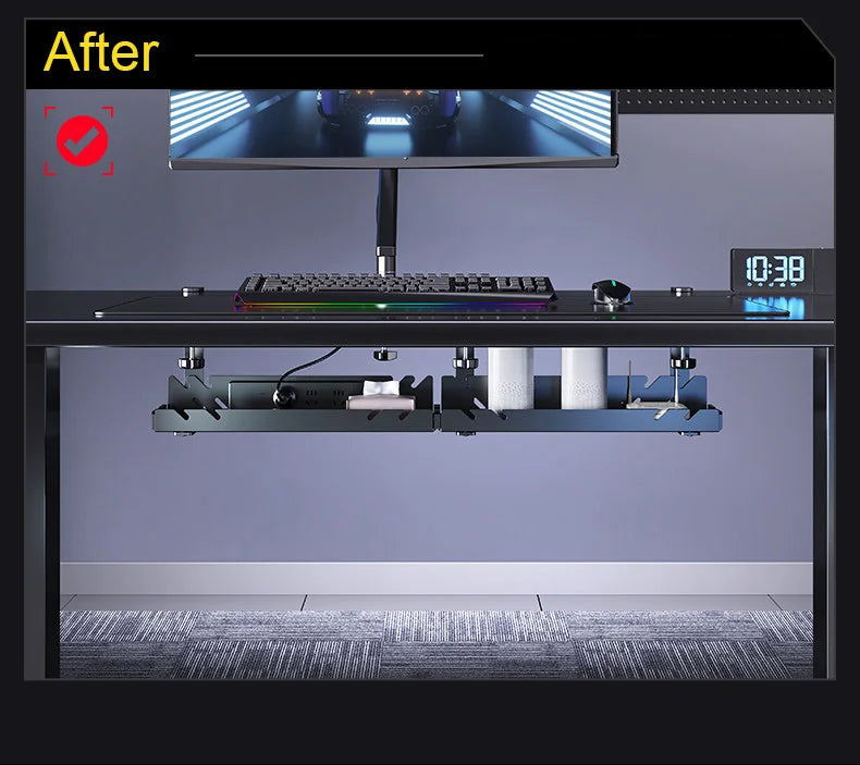 New No Punching Under Table Storage Rack Metal Cable Management Tray Standing Desk Organizer Cord Management Storage Accessories