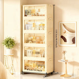 3/4/5-Tier Foldable Cabinet - Plastic Lidded Storage Box, Stackable w/Wheels, for Closet/Bedroom/Office/Kitchen, Decor & Rack