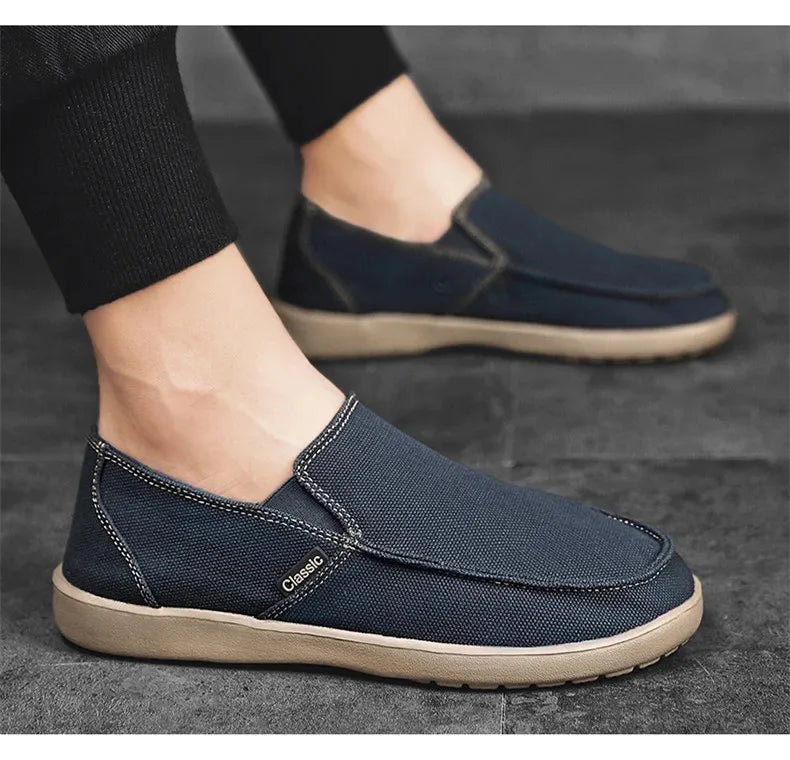 Fashion Men's Sneakers Canvas Breathable Men's Walking Driving Shoes Comfortable Outdoor Men Flats Casual Shoes Tenis Masculino