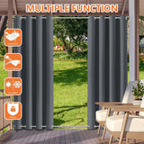 Patio Outdoor Curtain Waterproof Thermal Insulated Double Grommets Sun Block Windproof Window Curtains For Garden Drapes Porch