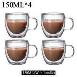 150/250/350/450ml Heat Resistant Double Wall Coffee Cup Transparent Glass Whiskey Tea Milk Cups Cold Beverage Wine Mug Drinkware