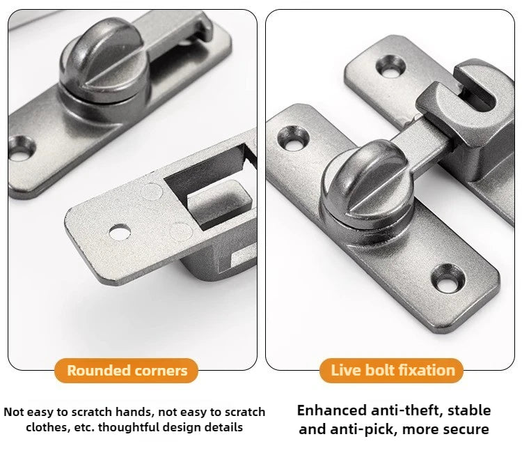 1pc Security Door Lock Handle Commercial Residential Grade Anti-Pick Lock with Adjustable 90°/180° Slide Indoor Outdoor Use
