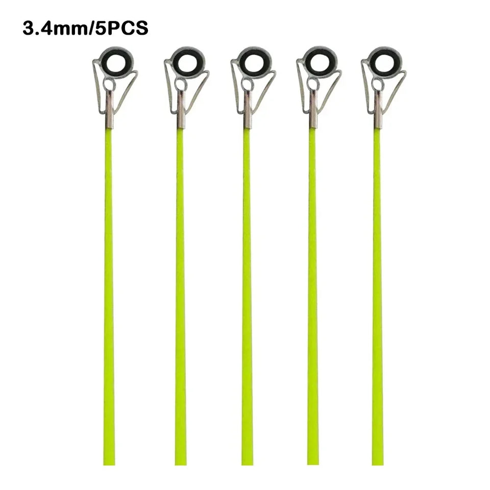 5pcs 40cm Fishing Rod Tip Retractable Carbon Fiber Fiberglass Fishing Pole with Top Ring Boat/Raft Rod Tip Spare Tail Fiberglass