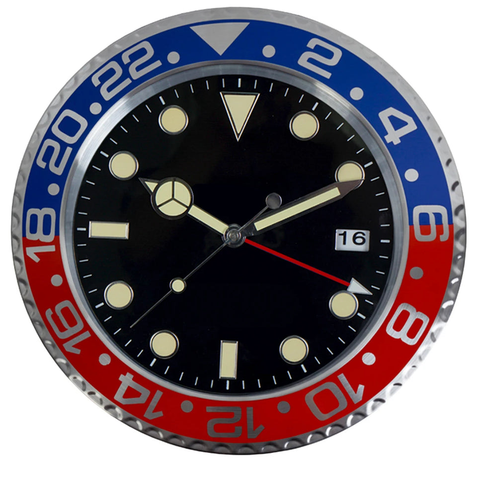 1pc 13 inch luxury creative metal wall clock, living room and study decoration wall clock, fluorescent clock dial, battery free