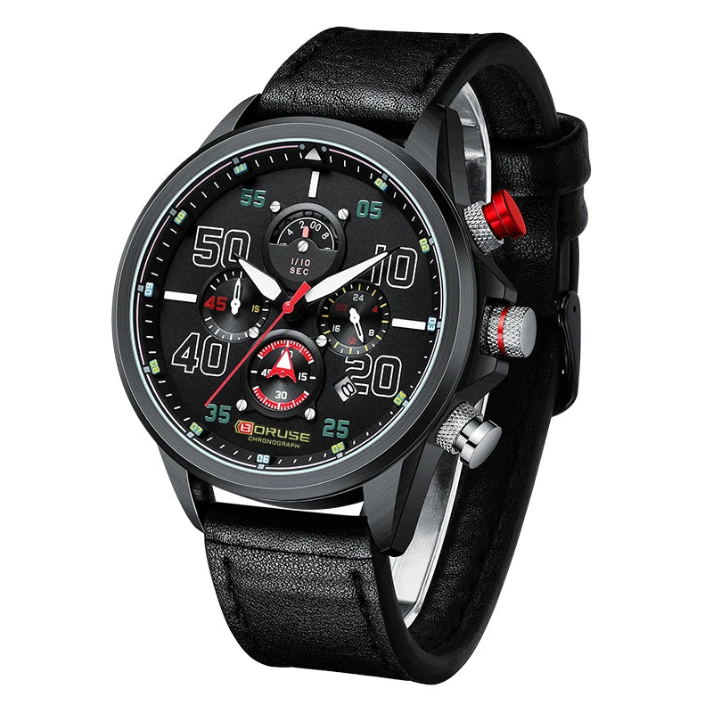 BORUSE Fashion Mens Sports Watches Luxury Men Business Wrist Watch Leather Quartz Watch Waterproof Luminous Male Clock With Box