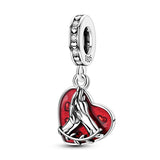 Red Series 925 Sterling Silver Koi Firecracker Dragon Heart Mushroom Coffee Machine Charm Fit DIY Bracelet Necklace Niche Gifts