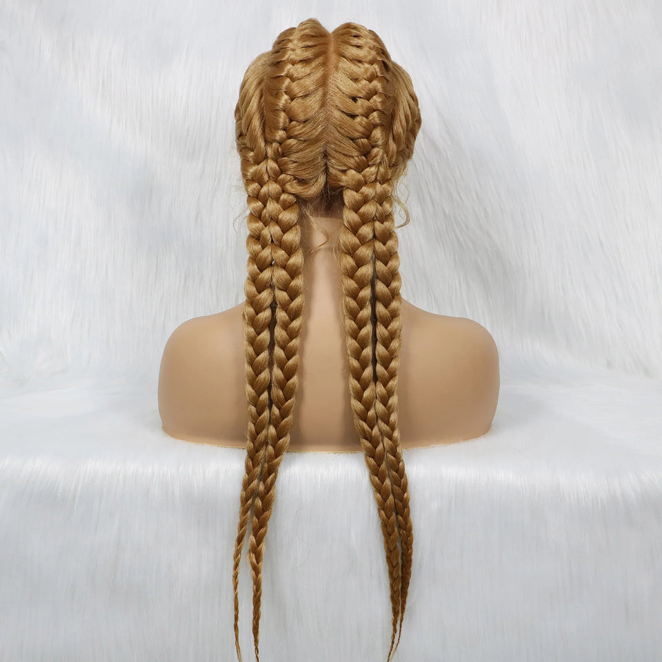 KIMA New Arrival 26 Inches Braided Wigs Synthetic Lace Front Hair Wig With Baby Hair for Black Women