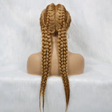 KIMA New Arrival 26 Inches Braided Wigs Synthetic Lace Front Hair Wig With Baby Hair for Black Women
