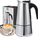 Coffee Maker Pot Moka Coffee Maker Stainless Steel 2/4/6/9 Cups Mocha Espresso Latte Stovetop Filter Coffee Pot for Kitchen
