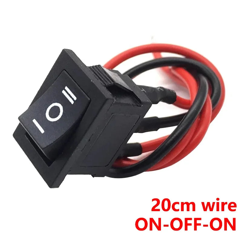 Mini Rocker ON Off 2/3Pin Toggle Square Round Electrical Switch with Pre-Wired 20cm 6A/250V10A/125V
