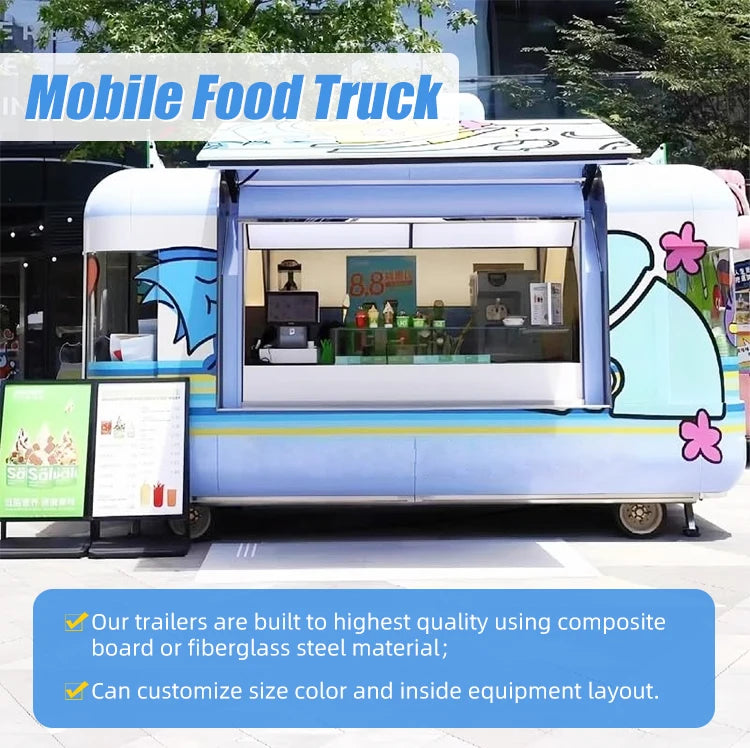 Standard Vending Food Kiosk Truck Outdoor Mobile Fast Food Carts Kiosk Popsicle Ice Cream Vending Carts Hot Dog Food Trailer