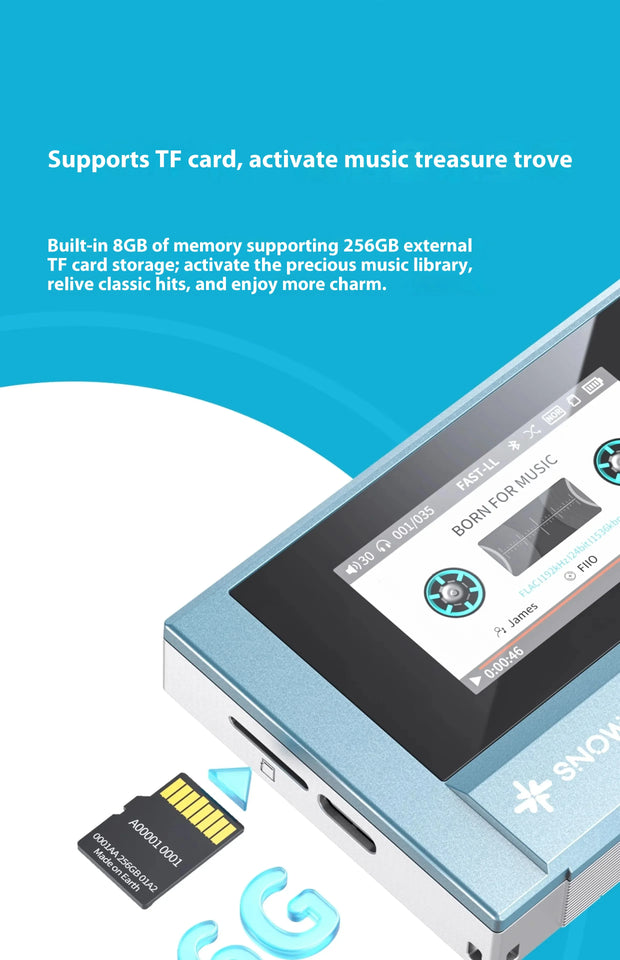 Fiio Snowsky Echo Mini Wireless Bluetooth MP3 Player 8GB Retro Portable Walkman Custom Support DSD Music Gift