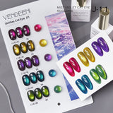 Vendeeni 5 Colors/Set Crystal Cat Eye Gel Nail Polish Semi Permanent Sparkling Magnetic UV LED Soak Off Gel Varnish With Display