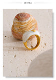 Yhpup Size 6789 New Arrivals White Enamel Heart Casting Ring Waterproof 18K Gold Color PVD Plated Stylish Chic Jewelry