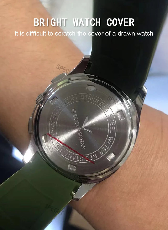 New Arrivals Specht&Sohne Brand Men Quartz Watches 40MM Rose Gold Stainless Steel  Male Functional 5167 Sports Wristwatch 5Bar