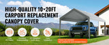 SucceBuy Carport Replacement Canopy Cover Garage Top Tent Shelter Tarp Heavy-Duty Waterproof & UV Protected with Ball Bungees