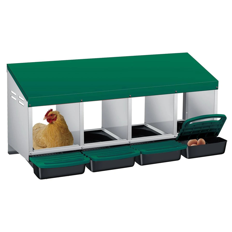 Multi-Compartment Metal Chicken Nesting Box Automatic Roll-Out Egg Collection Waterproof Steel Laying Box for Hens Ducks Rabbits