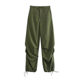 Willshela Women Fashion Parachute Cargo Pants Vintage Jogging Trousers High Elastic Waist Female Chic Lady Boot Cut
