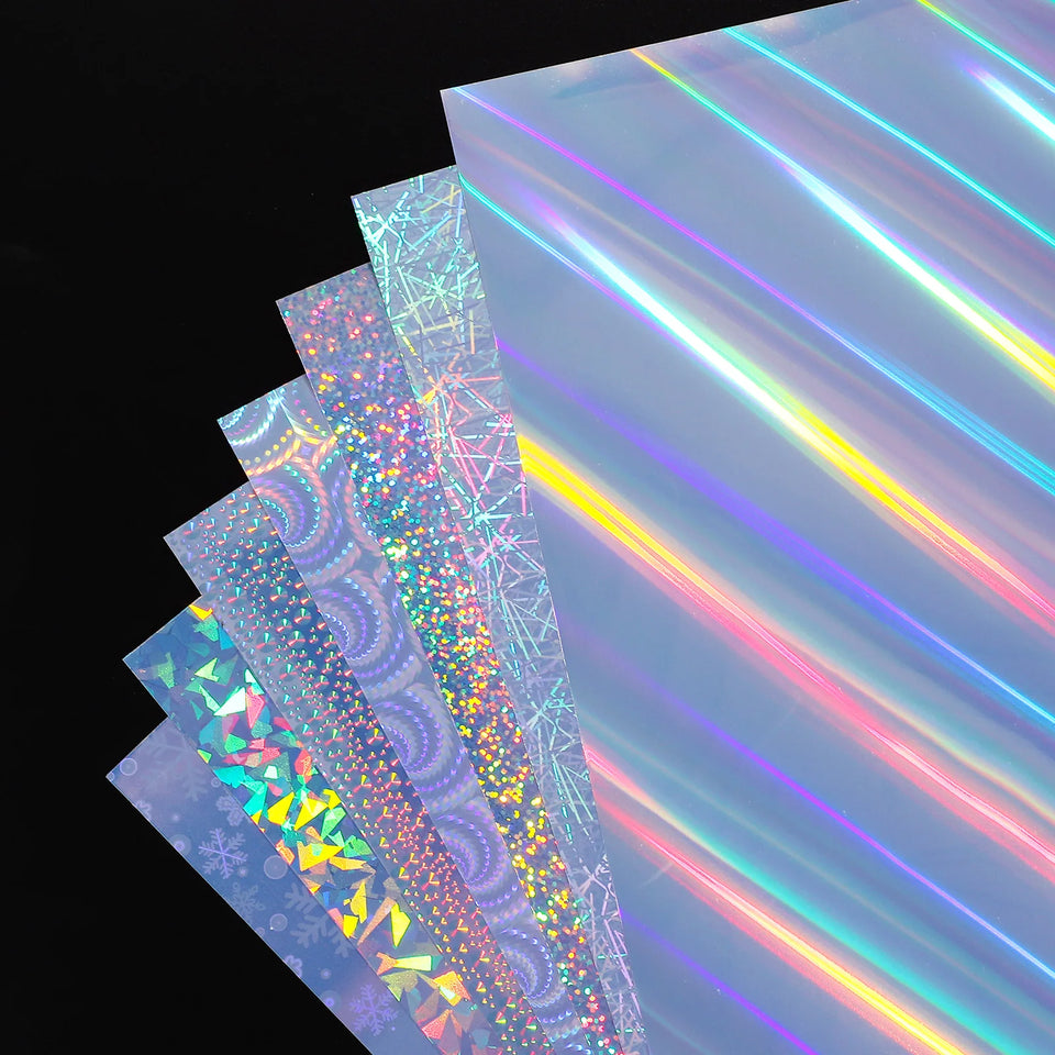 12Sheets Printable Holographic Sticker Paper Vinyl Sticker Paper A4 Waterproof Quickly Stickers for Laser Printer Inkjet Printer