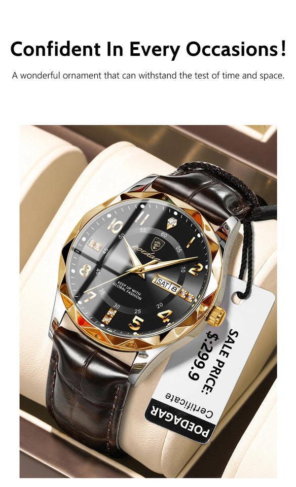POEDAGAR Luxury High Quality Watches for Men Sport Quartz Leather Man Watch Waterproof Luminous Date Week Men's Watch Male Reloj
