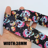 2 Yards Width 38mm Printed Webbing Ribbon Yoga Bag Straps Tape Dog Pet Collar Leash Harness Decoration Belt Sewing DIY Accessory