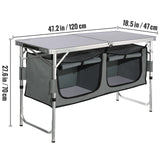 SucceBuy Camping Outdoor Kitchen Table Cabinet Foldable Folding Cooking Storage Rack X-Shaped Aluminum Alloy Bracket for BBQ