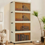 3/4/5-Tier Foldable Storage Cabinet with Lids & Wheels, Stackable Plastic Organizer for Closet, Bedroom, Office & Kitchen
