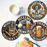 6pcs 10cm Wooden Vintage Beer Themed Coaster Tea Coffee Cup Pad Heat Resistant Round Bowl Teapot Mat Wood Placemats Coasters