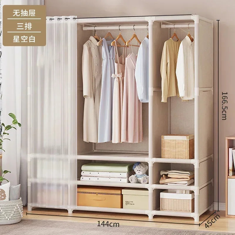 Large Capacity Portable Wardrobe Closet Durable Sturdy Assembly Clothes Organizer Bedroom Dustproof Storage Solution