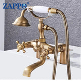 ZAPPO Bathtub Faucet Vintage Telephone Style with Dual Handles Deck mounted bathtub Faucet set Hot and Cold Water Mixer Tap