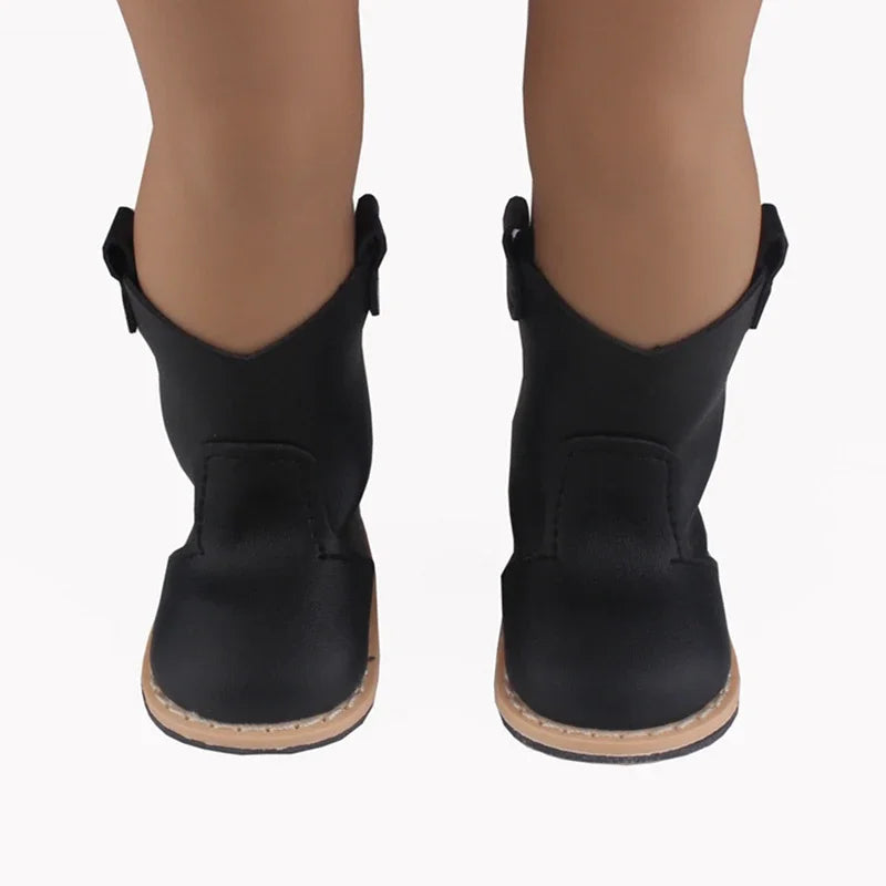 7.5cm American Dolls Leather Boots 8cm Highth PU High-quality Doll Shoes For 43cm New Born Doll 1/3 BJD Girl Dolls