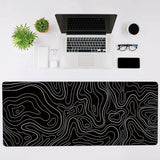 1Pcs Gaming Mouse Pad Large Keyboard Pad 31.5 x 11.8in Topographic Mouse Pad Black and White Mouse Pad for Keyboard with Anti-S