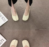 New Korean Style Women's Split-Toe Loafers Shallow Cut Ballet Flat Slip-Ons with Comfortable Mary Jane Spring/Autumn Tabis Shoes
