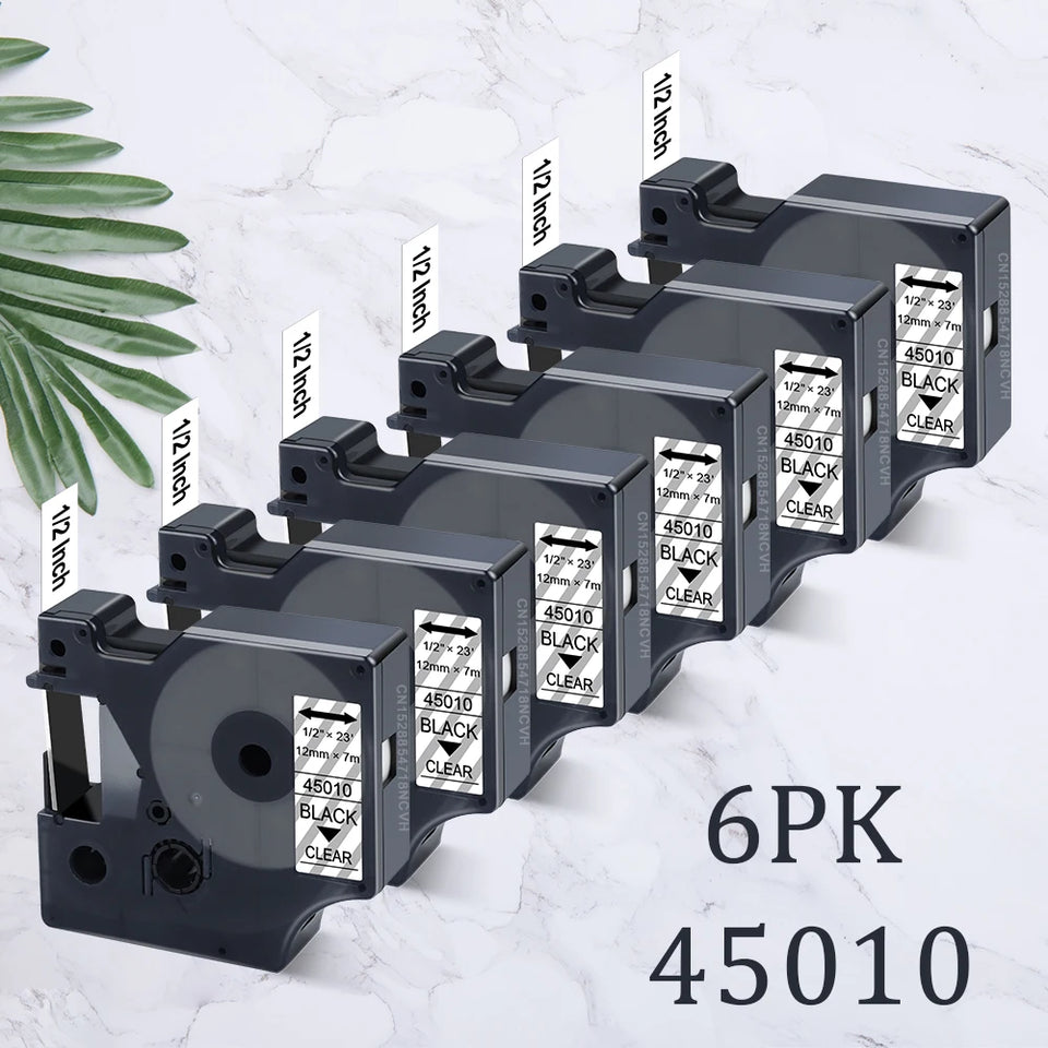 3~6PK Dymo D1 Label Tape 45013 for Dymo Label Maker Refill Black on White Compatible for DYMO LabelManager 160 280 Label Printer