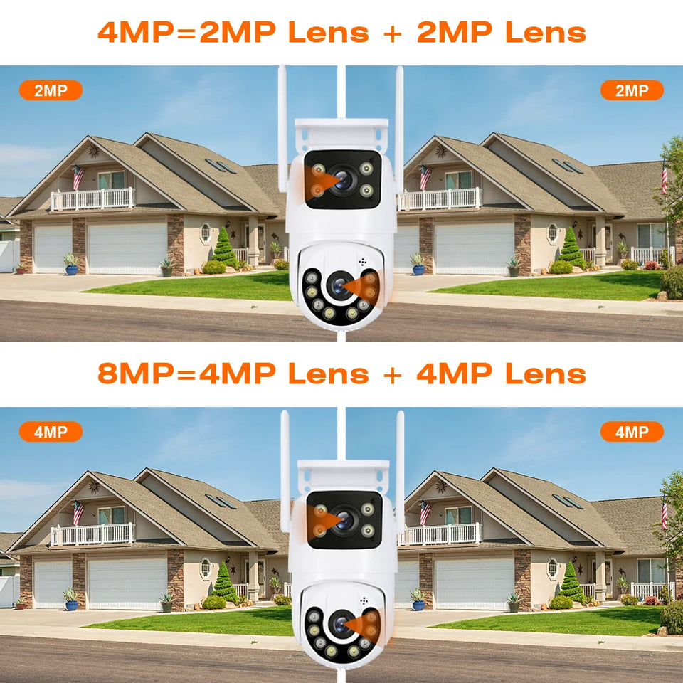 Outdoor Wireless Security IP Camera 4K 8MP HD Dual Lens External Wifi PTZ Camera Auto Tracking Street Surveillance Camera iCsee
