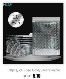 20pcs/lot Rose Gold/Silver/Purple/Blue Packaging Shipping Bubble Mailer Plastic Padded Envelopes Gift Bag Mailing Envelope Bag