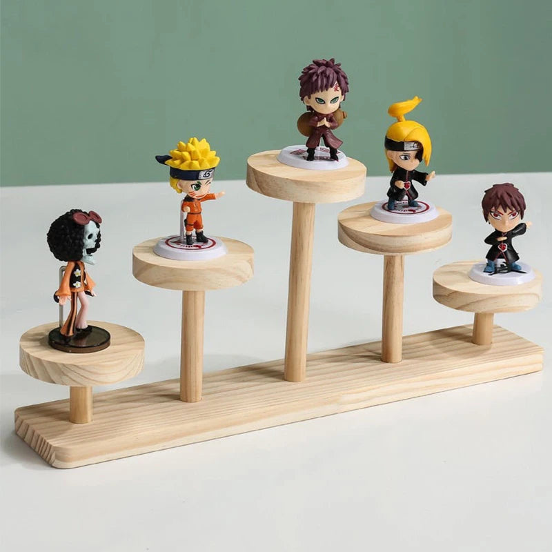 Wooden Ladder Shelf Multi Round Display Stand Storage Rack Solid Versatile Wood Jewelry Display Stand Cosmetics Doll Storage Rac