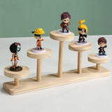 Wooden Ladder Shelf Multi Round Display Stand Storage Rack Solid Versatile Wood Jewelry Display Stand Cosmetics Doll Storage Rac
