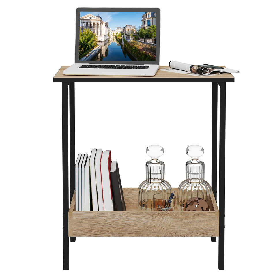 WOLTU Side Table Coffee Table with 2 Shelves Sofa Console Table with Storage Space for Corner Living Room Bedroom