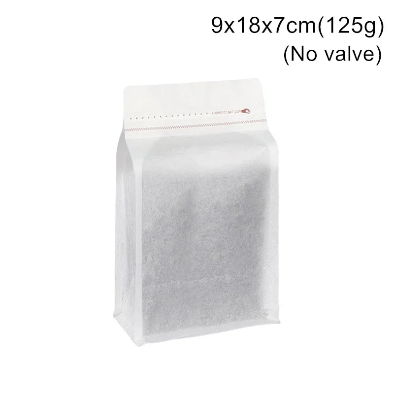 StoBag 50pcs White Cotton Paper Coffee Beans Packaging Bag with/No Valve Sealed for Powder Nuts Storage Stand Up Reusable Pouch